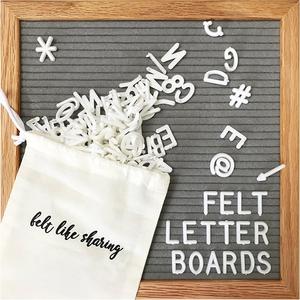 Gray Felt Letter Board 10x10 Inches. Changeable Letter Boards Include 300 White Plastic Letters & Oak Frame.
