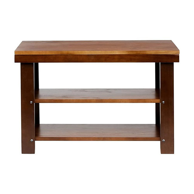 Amazon Basics Solid Pine Shoe Rack Bench - Espresso