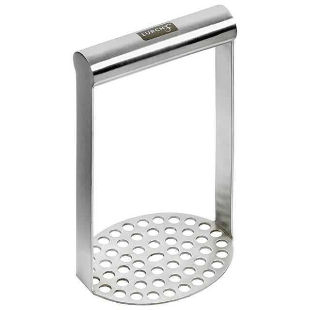 LURCH Germany Heavy Duty Potato Masher with Horizontal Handle | Avocado Masher | Versatile Food Masher for Vegetable | Made of Durable Stainless Steel | 7.5 Inches - Silver