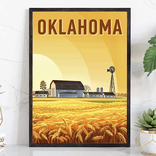 Oklahoma, Retro Style Travel Poster, Vintage Rustic Poster Print, Home Office Wall Decoration, Oklahoma State Map Poster - 12 * 18 Inches