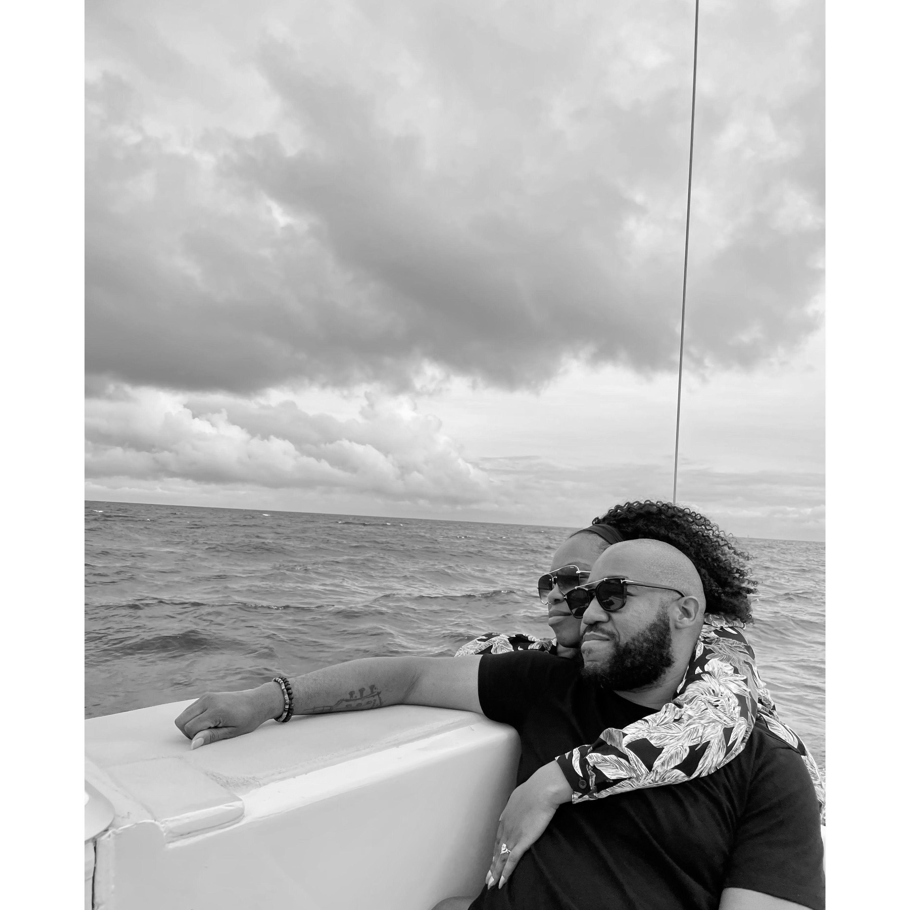 Seasick but looking great on a boat in Hawaii LOL