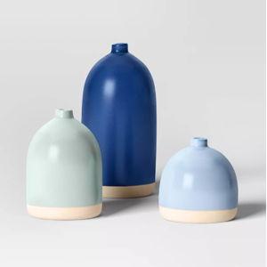 3pc Vase Set Ceramic - Blue