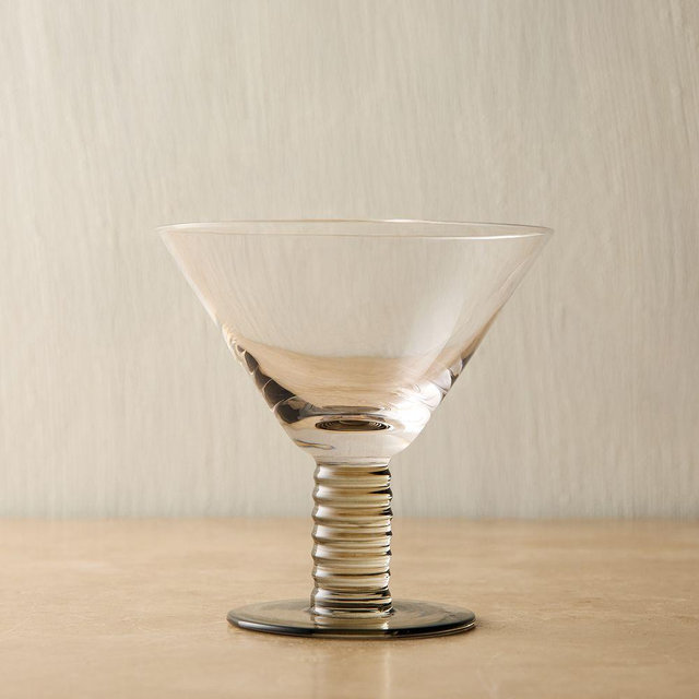 Groove Glassware Martini Glass, Green, Set of 4