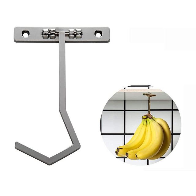 Metal Banana Hanger - Under Cabinet Hook for Bananas or Other Kitchen Items. Keep Banana Fresh (Silver Color X 1pc)