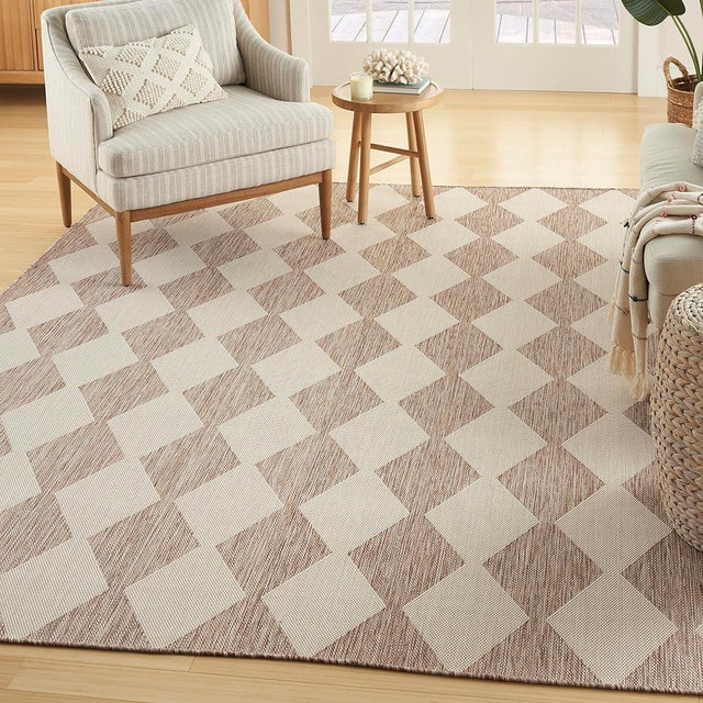 Nourison Positano Indoor/Outdoor Beige 5' x 7' Area Rug, Easy Cleaning, Non Shedding, Bed Room, Living Room, Dining Room, Backyard, Deck, Patio (5x7)