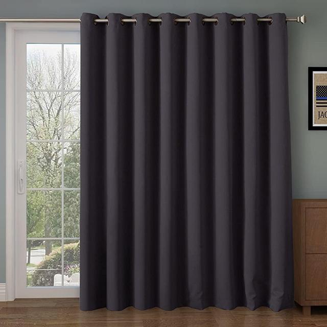 Rose Home Fashion RHF Wide Thermal Blackout Patio Door Curtain Panel, Sliding Door Insulated Curtains,Extra Wide Curtains:100W by 84L Inches-Grey 100W by 84L Inches-Dark Grey