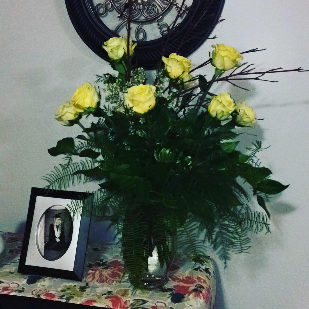 Natalie's first flower bouquet from Wayne - Valentine's Day 2016