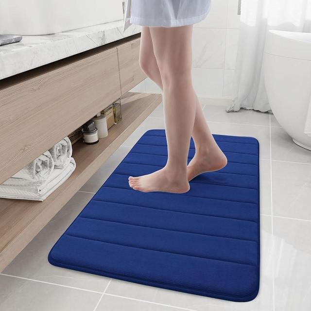Buganda Memory Foam Bath Mat, 2' x 3'4"(24" x 40"), Ultra Soft and Non-Slip Bathroom Rugs, Water Absorbent and Machine Washable Bath Rug Runner for Bathroom, Shower, and Tub, Navy Blue