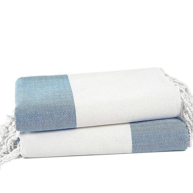 LANE LINEN Large Beach Towel, 2 Pack Turkish Beach Towel Set, Lightweight Beach Towels for Adults, 39"x71" Oversized Pool Towels, Absorbent, Quick Dry, Durable Sand Proof Beach Towel - Placid Blue