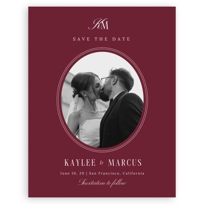 Wine, Red Wedding Digital Save the Date - Mahogany Portrait