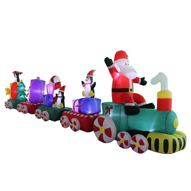 20ft Air Blown Inflatable Christmas Train w/Penguins, Presents, and Snowman Yard Decoration GTC00069-20
