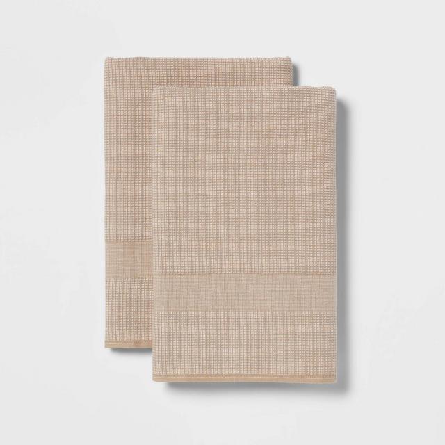 2pk Cotton Waffle Terry Kitchen Towels Taupe - Threshold™