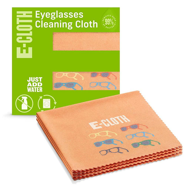 E-Cloth Glasses Cloth, Premium Microfiber Cleaning Cloth, Ideal Eyeglass and Lens Cleaner, Washable and Reusable, 100 Wash Guarantee, 3 Pack