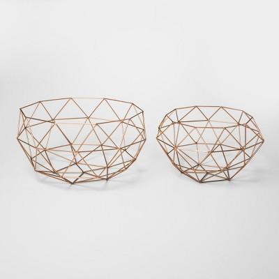 Modern Reflections Iron Geodesic Round Basket Set 2ct - Olivia & May