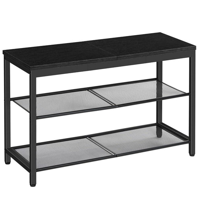 HOOBRO Shoe Bench, 3-Tier Shoe Rack, Industrial Shoe Organizer Storage Bench, 29.5 inches Entry Bench with Mesh Shelves, for Entryway, Living Room, Hallway, Easy Assembly, Black BB75HX01