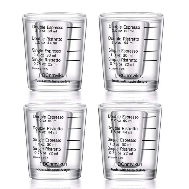 Shot Glasses Measuring cup Liquid Heavy Glass Wine Glass Espresso Shot Glass Measurement 2 OZ / 60ML (Square-4pack)