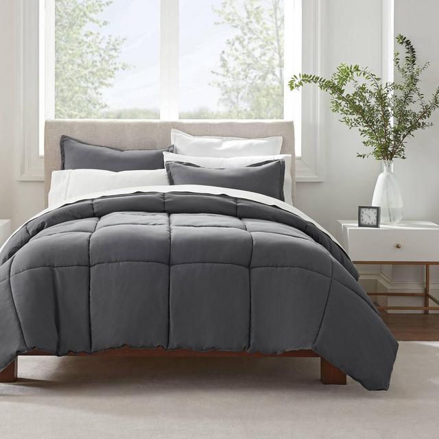 Full/Queen 3pc Simply Clean Comforter Set Gray - Serta
