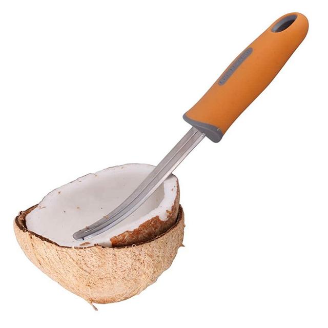 BAMI-LEE House 2 piece Coconut Meat Remover Durable Non-slip Silicone Handle Stainless Steel Coconut Tool