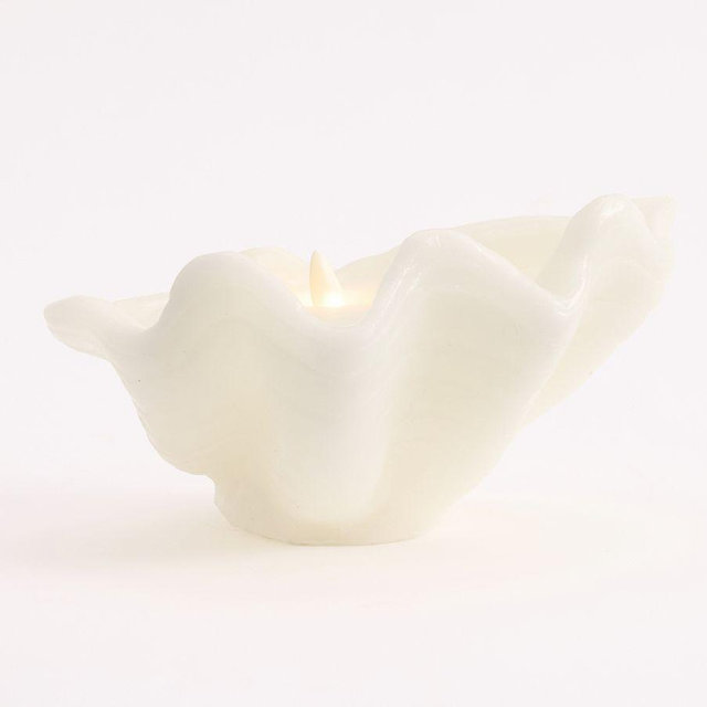 Premium Flameless Clam Seashell Candle – White
