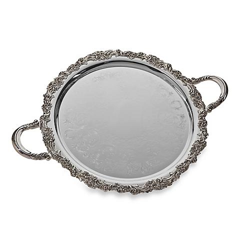 Reed & Barton Round Burgundy Tray with Handles