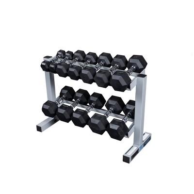 Powerline Dumbell Rack with 5-30LBS Rubber Hex Dumbells - (PDR282xWS)
