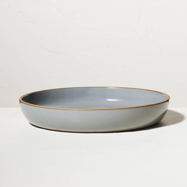 Stoneware Exposed Rim Shallow Serve Bowl Gray - Hearth & Hand™ with Magnolia