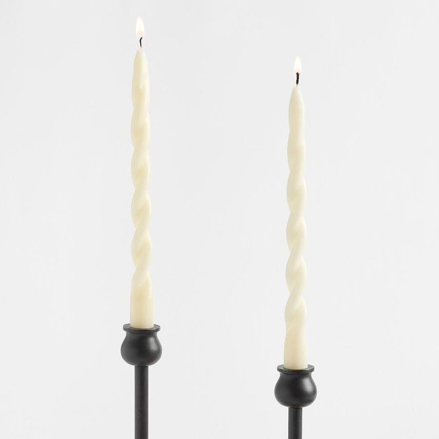 Spiral Taper Candle: Ivory: Set Of 6