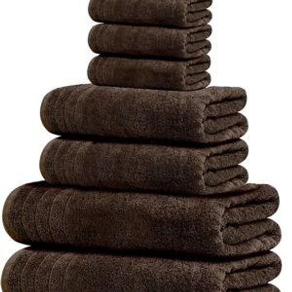Tens Towels Pack of 8 Towels Set, 2 Extra Large Bath, 2 Hand, 4 Washcloths, 100% Cotton, Lighter Weight, Quicker to Dry, Super Absorbent, Perfect for Bathroom, Brown