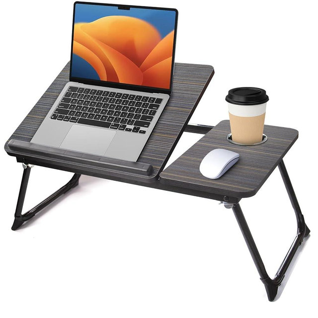 Laptop Desk for Bed Couch,Adjustable Bed Table Laptop Table with Foldable Leg Cup Holder,Laptop Stand for Bed,Bed Desk for Laptop,Portable Lap Desk Bed Tray Table for Laptop and Writing Eating,Black