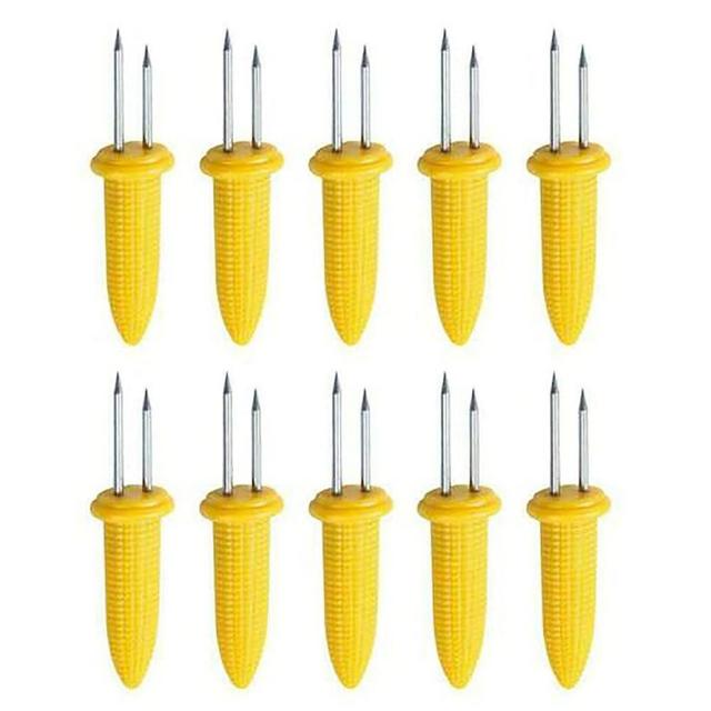 10 Pack Corn On The Cob Holders Stainless Steel Corn Holders Corn on The Cob Skewers for BBQ Twin Prong Sweetcorn Holders Home Cooking Fork Prong