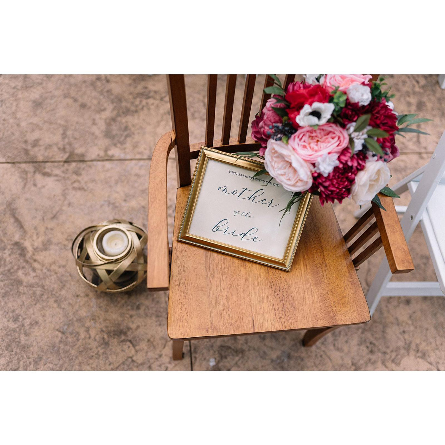 A seat reserved for the Mother of the Bride.
