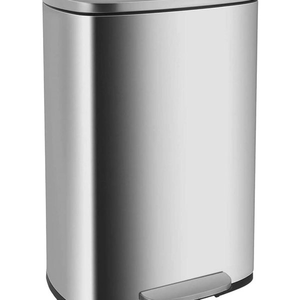 FDW 13 Gallon/50 L Garbage Can Kitchen Trash Can with Lid for Office Bedroom Bathroom Step Trash Bin Fingerprint-Proof Brushed Stainless Steel 13 Gallon / 50 Liter