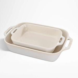 Staub 2-Piece Rustic Ivory Ceramic Baking Dish Set + Reviews | Crate & Barrel
