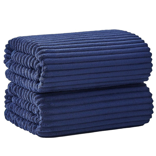 NALIVO Oversized Bath Sheets 40x80 Inches Extra Large Bath Towels for Adults Super Soft Quick Dry Highly Absobent Microfiber Shower Towels for Bathroom, Pool, Gym, Yoga Towel (Navy Blue, 2Piece)