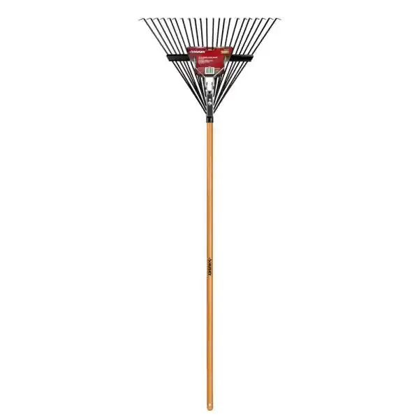 53 in. Long Wood Handle 22 in. Steel Leaf Rake