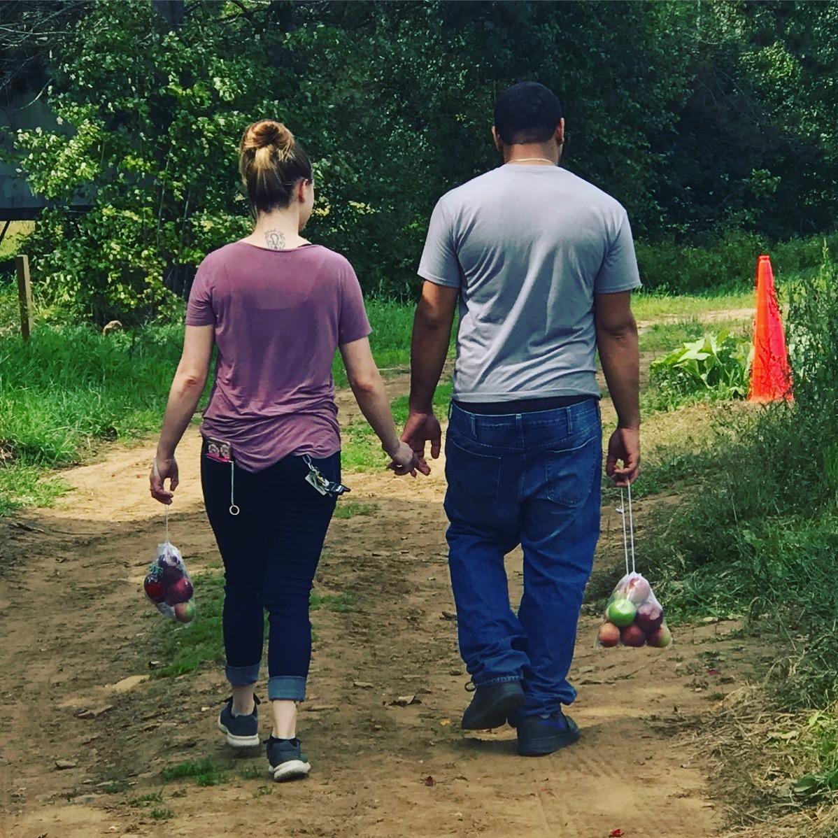 Our first time apple picking together.