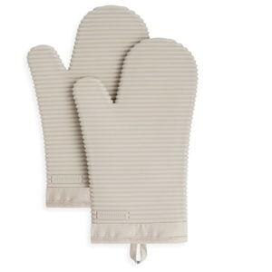 KITCHENAID Ribbed Soft Silicone Oven Mitt 2-Pack Set, 7.5"x13", Milkshake