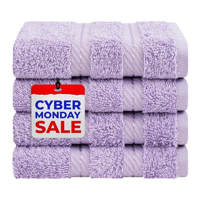 American Soft Linen Luxury Washcloths for Bathroom, 100% Turkish Cotton Washcloth Set of 4, 13x13 in Soft Washcloths for Body and Face, Baby Washcloths, Lilac Washcloths