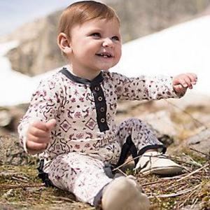 Baby Organic Cotton Watercolor Damask Ruffled Coverall