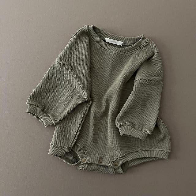 Waffle Oversized Romper - Olive