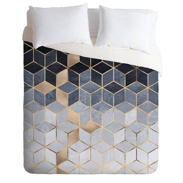 Queen/Full Elisabeth Fredriksson Soft Gradient Geometric Cubes II Comforter Set Blue - Deny Designs