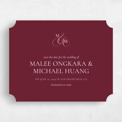 Red Ticket Wedding Save the Date - Aven Landscape