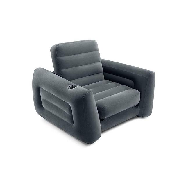 Intex Pull-Out Chair Inflatable Bed, 46" X 88" X 26", Twin, Grey