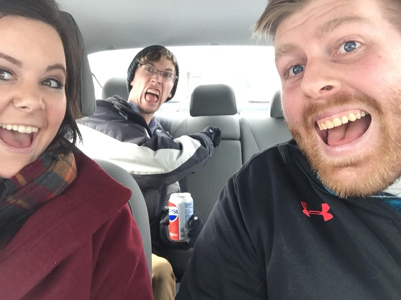 Fun with friends (on our way to be confirmed with Bishop)