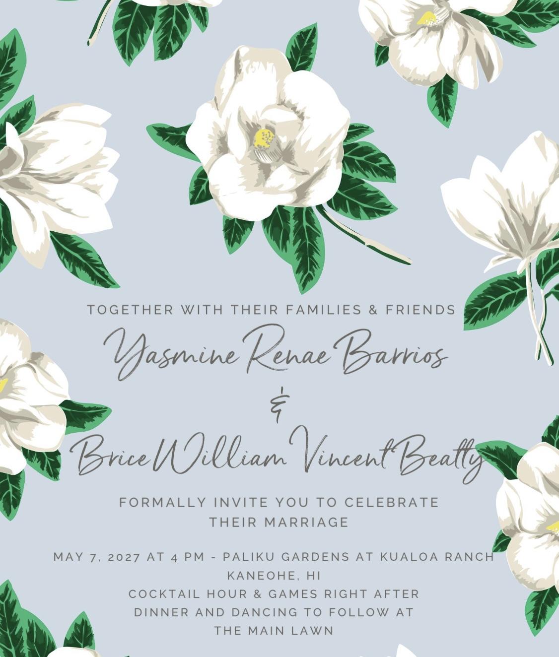The Wedding Website of Yasmine Renae Barrios and Brice William Vincent Beatty