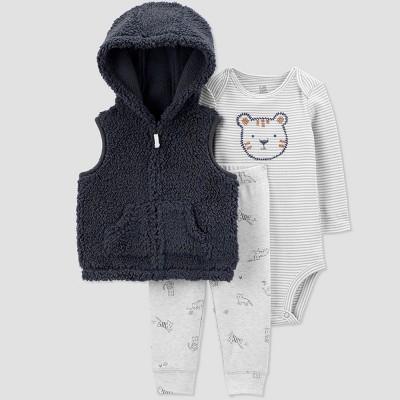 Baby Boys' Tiger Sherpa Vest Top & Bottom Set - Just One You® made by carter's Gray