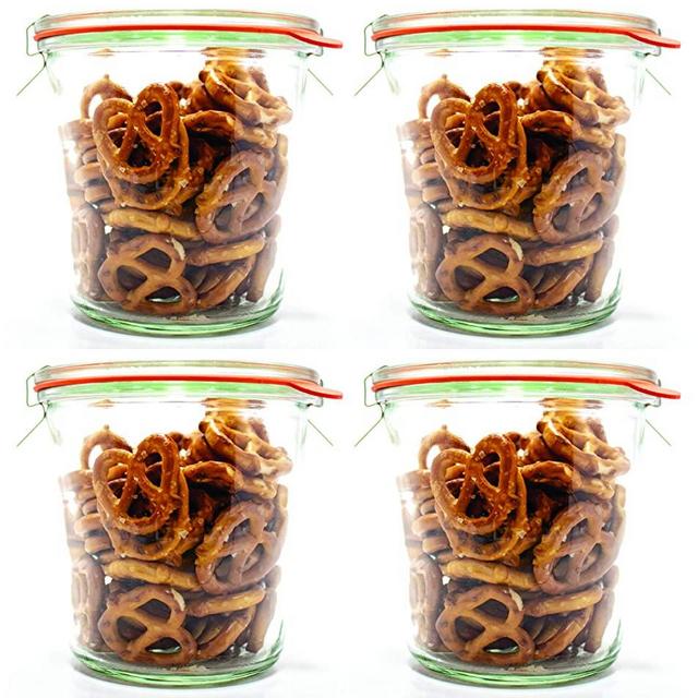 Weck Canning Jars 742 - Weck Mold Jars made of Transparent Glass - Eco-Friendly Canning Jar - Food Storage Containers with Lids Airtight - 1/2 Liter Jars Set - Pack of 4 Jars with Lids