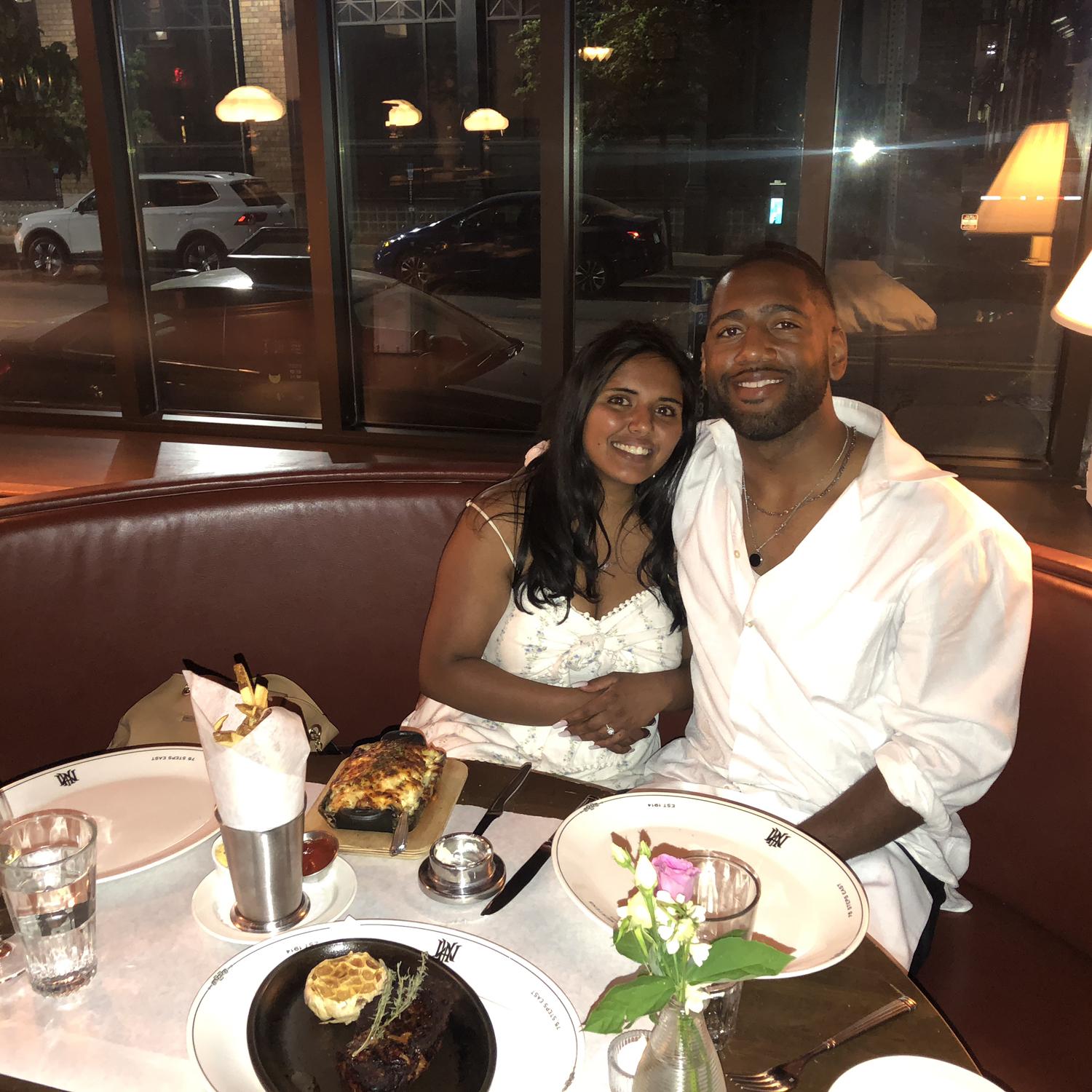 Celebrating our engagement at Mertens Prime in Grand Rapids. 
    ~ 6-9-2023~