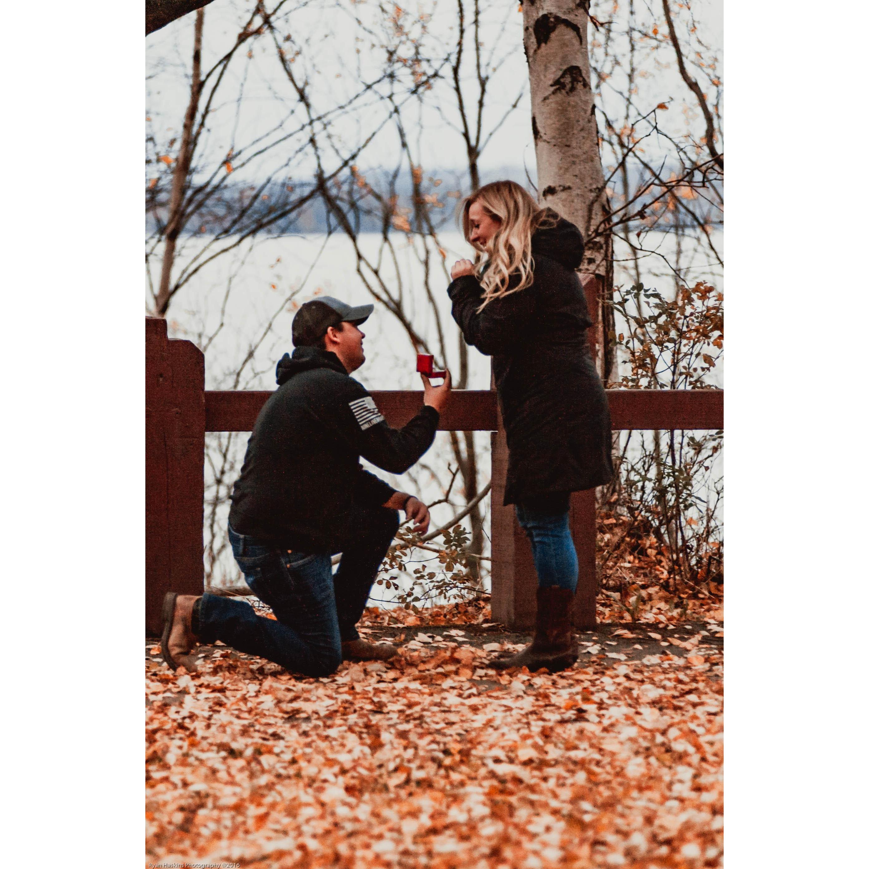 Dom proposing - 2019 at Earthquake Park where we went for a walk after our first date <3