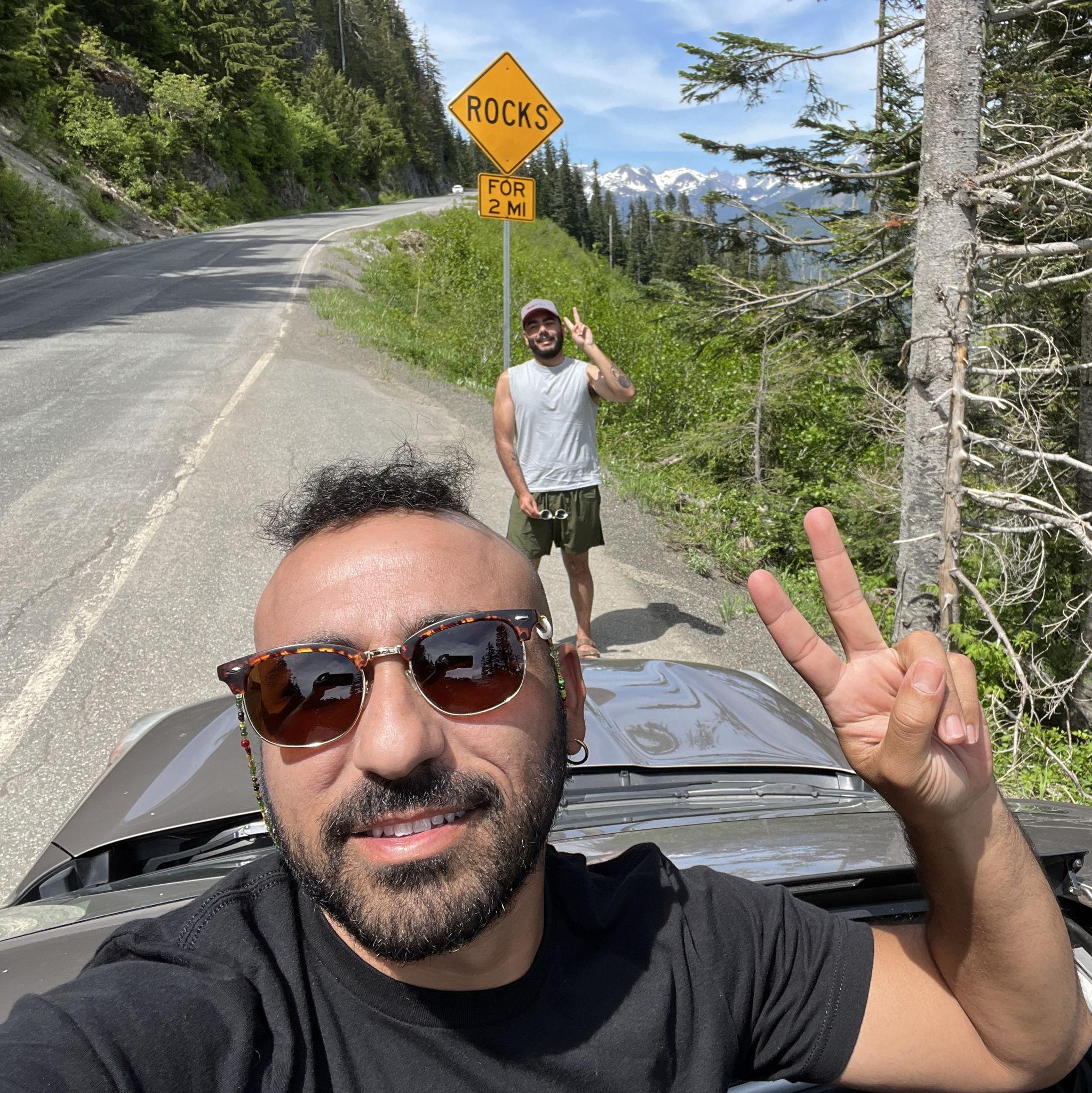 While caring for our dear friends' home in rural Washington, we left for a day trip that took us from shorts-and-tshirt weather to piles of snow and ice. We giggled at this sign on the way to Artist Point in the Northern Cascades. The views of Mt. Baker were spectacular, and we enjoyed lunch and a hike in the snow before returning to the 80 degree valley floor.